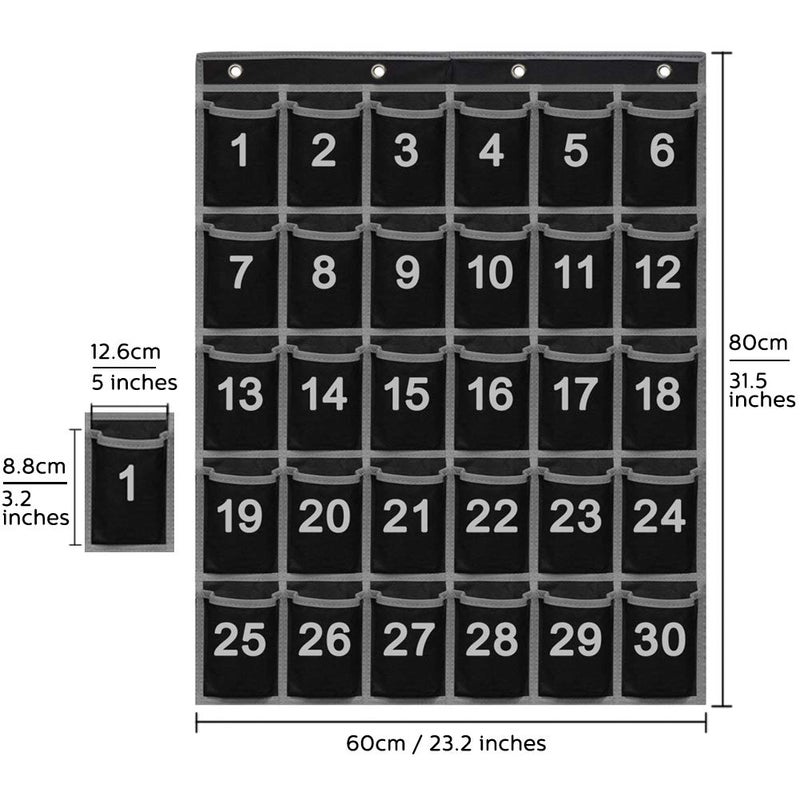 Eamay 30 Numbered Classroom Pocket Charts for Cell Phones and Calculators Holder Wall Door Mount Hanging Organizer - Image 3
